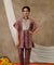 NOOR by ISHNYA - Rosewood Short Kaftan Set with Embroidered Pants