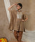 NOOR by ISHNYA - Sand brown Short Kaftan Set with Embroidered Pants