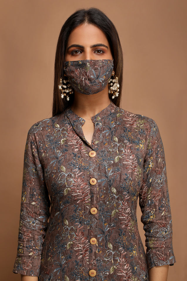 Bright And Breezy - Straight Kurta with mask