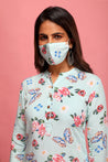 Light Turquoise - Straight Kurta with mask