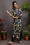 Dazzling Floral - Long Straight Kurta with mask
