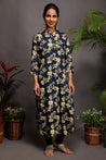 Dazzling Floral - Long Straight Kurta with mask