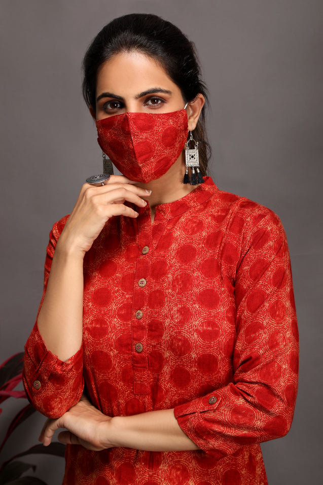 Simple And Pretty - Straight Kurta with mask