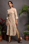 Desert Sand- Straight Printed Kurta with mask