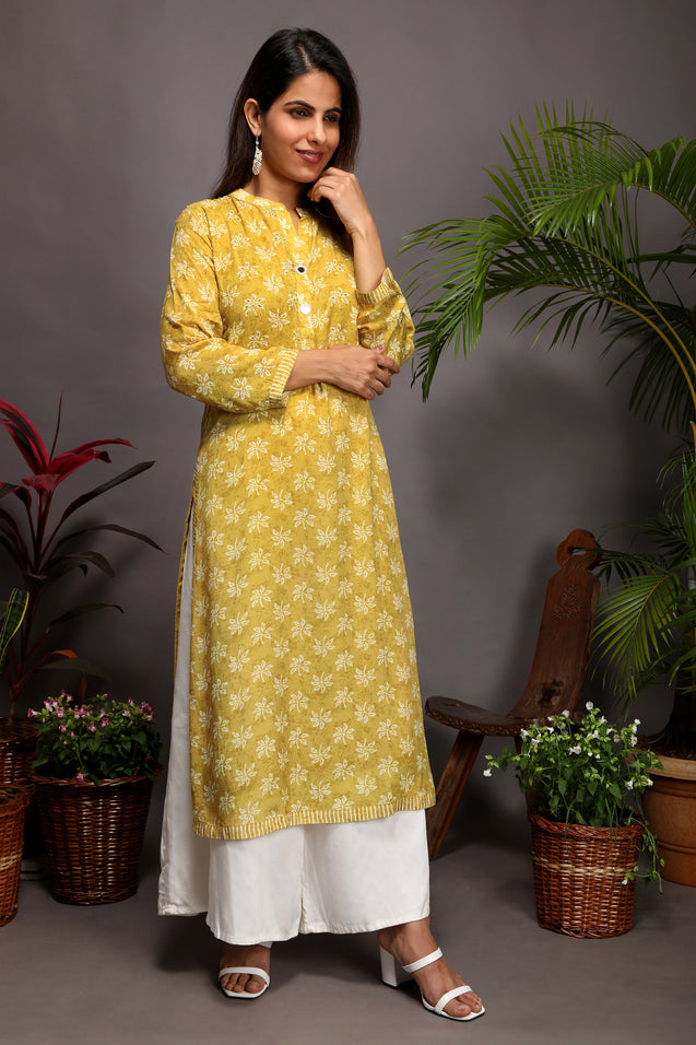 And It Was All Yellow - Straight Long Printed Kurta