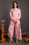 Bandhani Twist- Baby Pink High-Low Kurta With Dhoti Pants