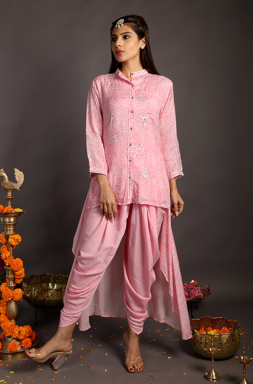 Abstract Floral Printed & Embroidered Straight Kurta with Dhoti Pant - –  FASHOR