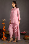 Bandhani Twist- Baby Pink High-Low Kurta With Dhoti Pants
