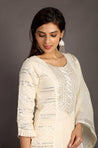 FESTIVE SPECIAL - OFF-WHITE 3 PIECE KURTA SET WITH STRAIGHT PANTS