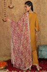 INNAYAT - Mustard Three Piece Suit Set With Printed Dupatta