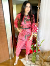 Must(ard) Try! - Floral Print Kurta with Tulip Pants - Pink